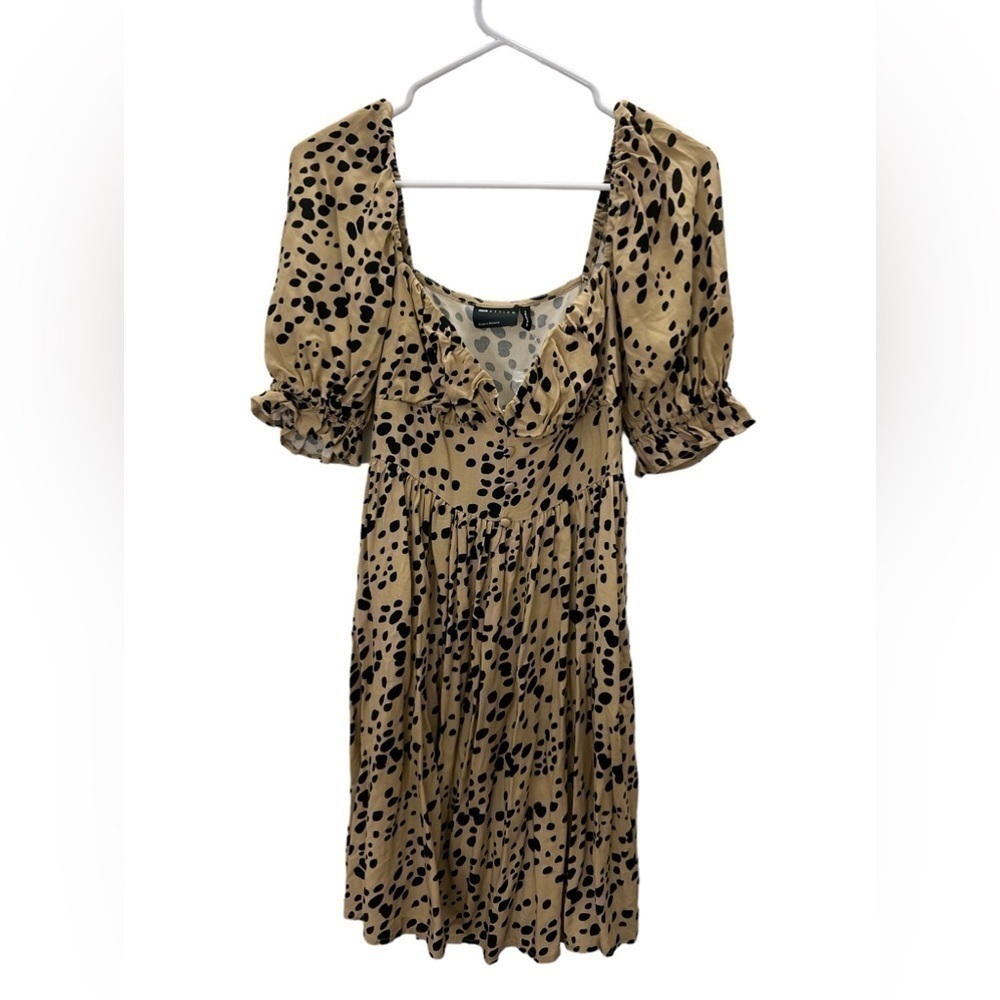 NWT ASOS Babydoll Puff Sleeve Animal Print Mini Dress Size 6 /Medium